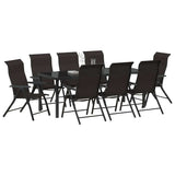 Garden Dining Set 9 pcs Black Coffee Powder-Coated Steel 3379274