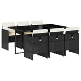 7 Piece Garden Dining Set with Cushions Black Poly Rattan 3210546