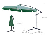 2.7m Garden Parasol Cantilever Umbrella with Crank Handle and Cross Base for Outdoor, Hanging Sun T3398P319937