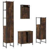 4 Piece Bathroom Furniture Set Smoked Oak Engineered Wood 3214832