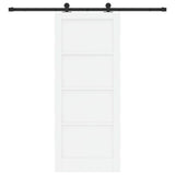 Sliding Door White and Black 83 x 202 cm Solid Pine Wood 3333365