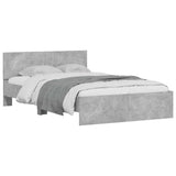 Bed Frame with Headboard and LED Concrete Grey 135x190 cm Double 3207633