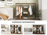 Open Wardrobe Double Mobile Storage Shelves Organizer W/6 Wheels-Rustic Brown T3398P328096