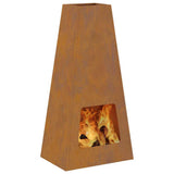 Fire Pit Brown 50 x 35 x 100 cm Weathering Steel 859005