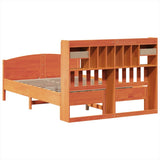 Bookcase Bed without Mattress Wax Brown 150x200 cm King Size Solid Wood Pine 3323142