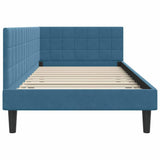 Corner Bed Frame with Headboard Blue 100 cm x 200 cm Velvet 42016437