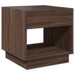 ZNTS Bedside Table with Infinity LED Brown Oak 50x50x50 cm 3284090