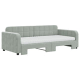 Daybed with Trundle and Mattresses Light Grey 90x190 cm Velvet 3197021