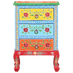 ZNTS Hand Painted Bedside Cabinet 40x30x60 cm Solid Mango Wood 321667