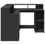 Desk with LED Lights Black 130x130x91 cm Engineered Wood 3309448