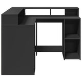 Desk with LED Lights Black 130x130x91 cm Engineered Wood 3309448