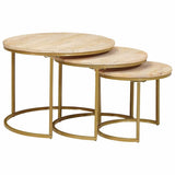 Nesting Coffee Tables 3 pcs Brown Solid Mango Wood and Steel 4104639