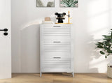 Narrow Shoe Cabinet with 3 Flip Drawers - White T3398P555123