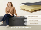 Storage Ottoman, Corduroy Upholstered Ottoman Storage Box with Padded Seat, 105 x 51 x 49 cm, Dark T3398P554116