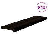 Stair Treads 12 pcs Brown Black 100x25x2 cm Solid Wood Oak 3283040