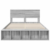 Bed Frame with Shelf Grey Sonoma 140 x 190 cm Engineered Wood 3408366