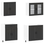 ZNTS 4 Piece Kitchen Cabinet Set Kalmar Black Engineered Wood 3314872