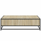 ZNTS Coffee Table Sonoma Oak 100x100x30 cm Engineered Wood and Metal 848775