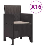Garden Dining Set with Cushions with Cushion 17 pcs Brown PP 3378658