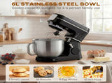 Stand Mixer, 6L 1400W Tilt-Head Food Mixer with 11 Speeds, Pulse & Fermentation Function, LED T3398P554162