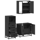 ZNTS 3 Piece Bathroom Furniture Set Black Engineered Wood 3301005