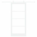 Sliding Door ORKDAL White 93 x 202 cm Solid Pine Wood and Glass 3332092