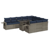 11 Piece Garden Sofa Set with Cushions Grey Poly Rattan Acacia 3326552