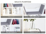Bookcase Storage Shelf with Cushioned Reading Seat, Cube Bookshelf Organizer for Bedroom Living T3398P330546