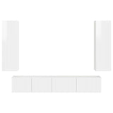 TV Cabinet Set 3 pcs High Gloss White Engineered Wood 3408983