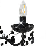 Chandelier with Beads Black Round 3 x E14 281597