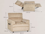 Corduroy Electric Massage Recliner - Brown T3398P422779