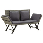 Garden Bench with Cushions Grey 176 cm Poly Rattan 317183