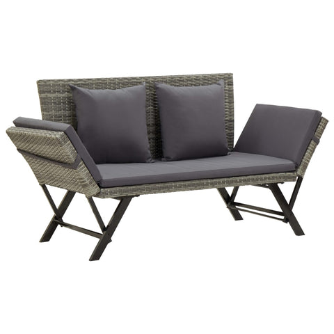 Garden Bench with Cushions Grey 176 cm Poly Rattan 317183