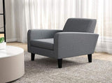 Modern Accent Chair, Occasional Chair with Rubber Wood Legs for Living Room, Bedroom, Grey T3398P328179