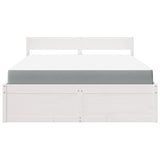 Bed with Drawers and Mattress White 160x200 cm Solid Wood Pine 3281893
