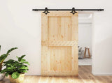 Sliding Door Natural and Black Solid Pine Wood 3445053