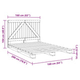Bed Frame without Mattress Grey 160x200 cm Solid Wood Pine 3281565