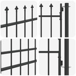 Fence Gate Grey 100 x 175 cm Powder coated steel 42008882