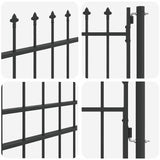 Fence Gate Grey 100 x 175 cm Powder coated steel 42008882