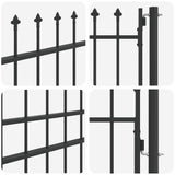 Fence Gate BOXTEL 103 x 225 cm Powder-Coated Steel Grey 42008882