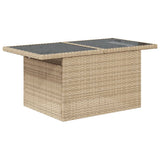 Garden Table with Glass Top Beige 100x55x73 cm Poly Rattan 366059