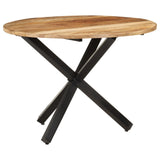 ZNTS Dining Table Round 100x100x75 cm Rough Mango Wood 321681