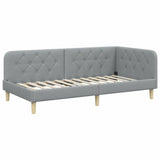 Corner Bed Frame with Headboard Light Grey 90 x 190 cm Fabric 42016561