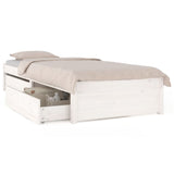 Bed Frame without Mattress with Drawers White Small Single 3103454