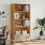 Bookcase 4-Tier OLDEN Grey and Brown Solid Wood Pine 358613