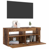 TV Cabinet with LED Lights Old Wood 90x35x40 cm Engineered Wood 856307