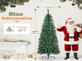6FT Green Pencil Christmas Tree with Pointed PVC, 582 Tips, 3-Section Auto Tree, 300 Warm White 70481744