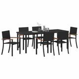 Garden Dining Set 7 pcs Black Powder-Coated Steel 3379420