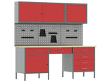 Work Cabinet with Drawer 8 pcs Red Engineered Wood and Steel 3321465