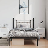 Bed Frame Black Powder-Coated Steel Single Bed Frame 353531